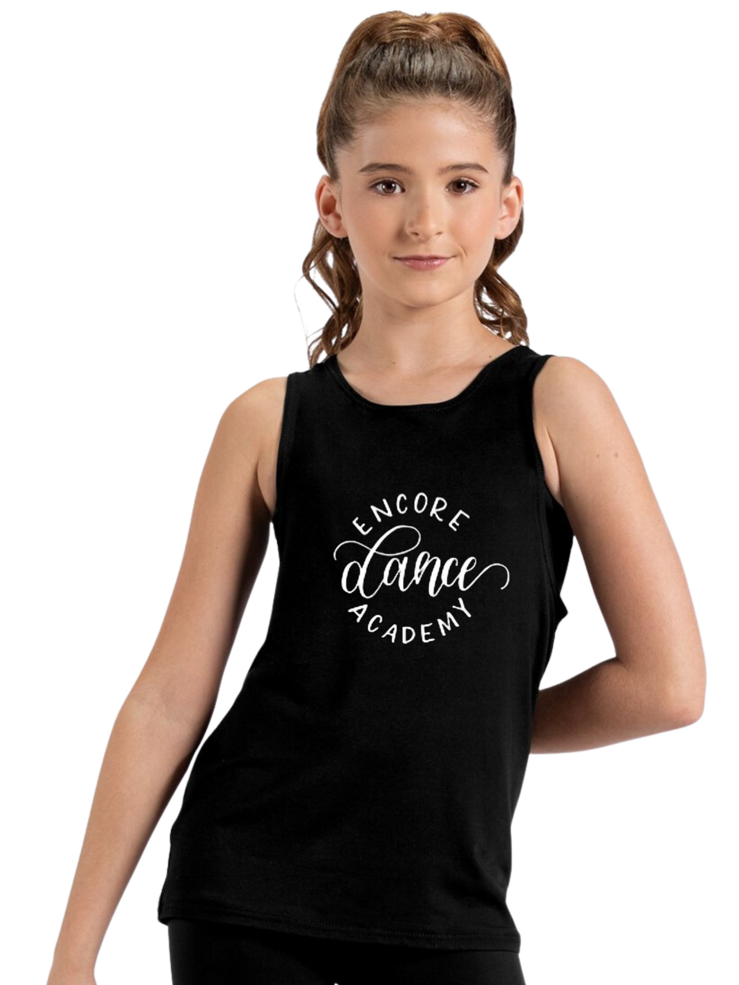 Black Logo Strappy Back Tank