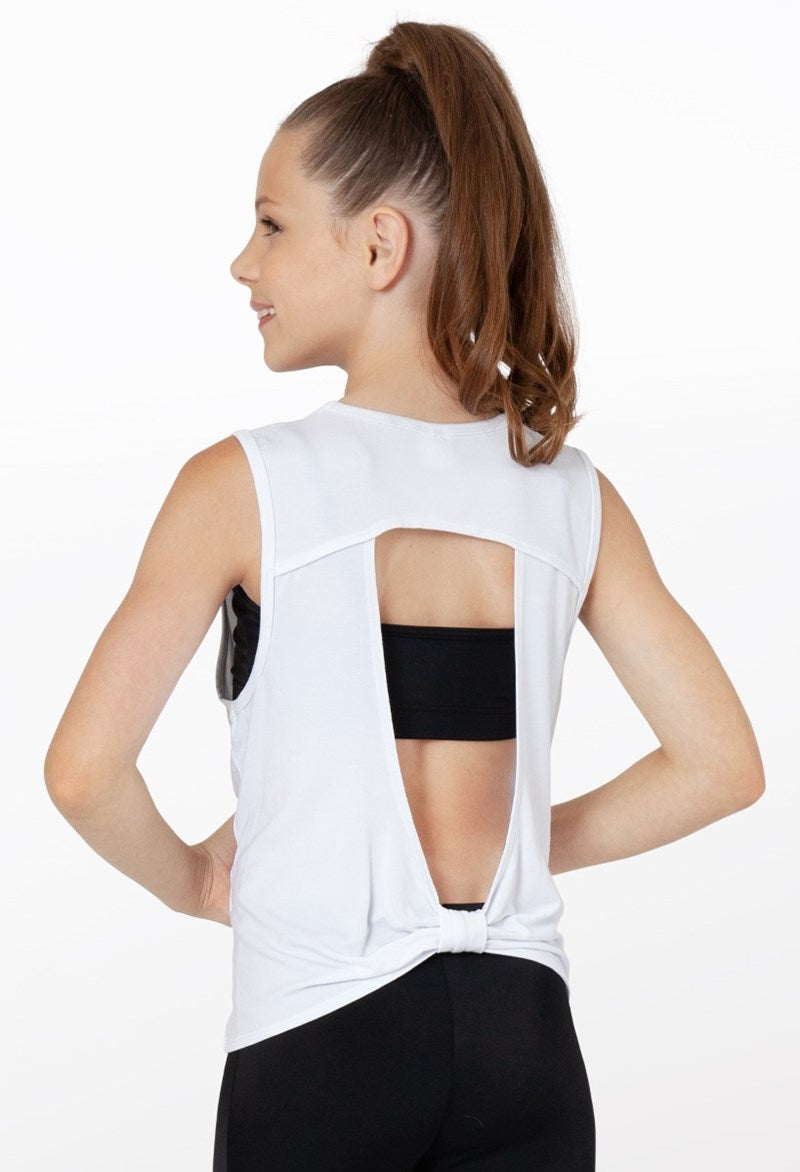 White Logo Bow Back Tank