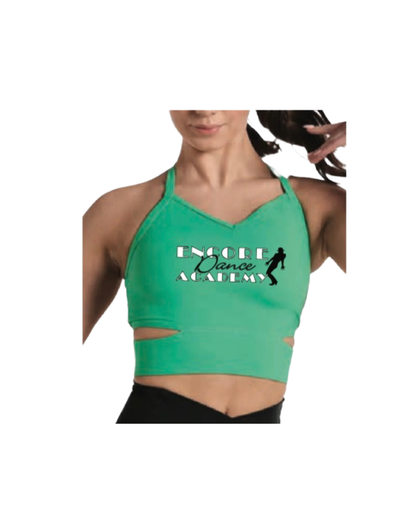 Green Cutout Logo Crop Top